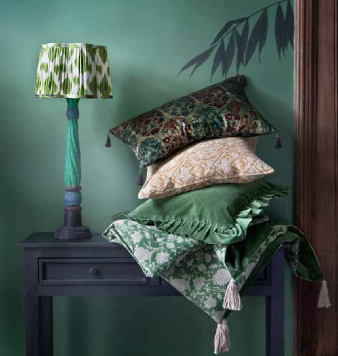 Silk Ikat lampshade - Green