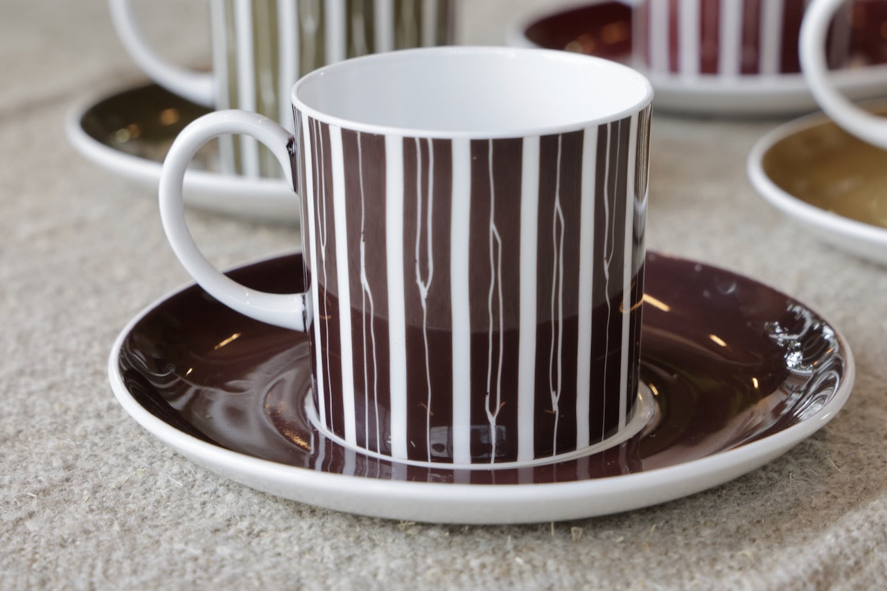 Vintage Susie Cooper Broken Stripes Cups and Saucers - Set 4