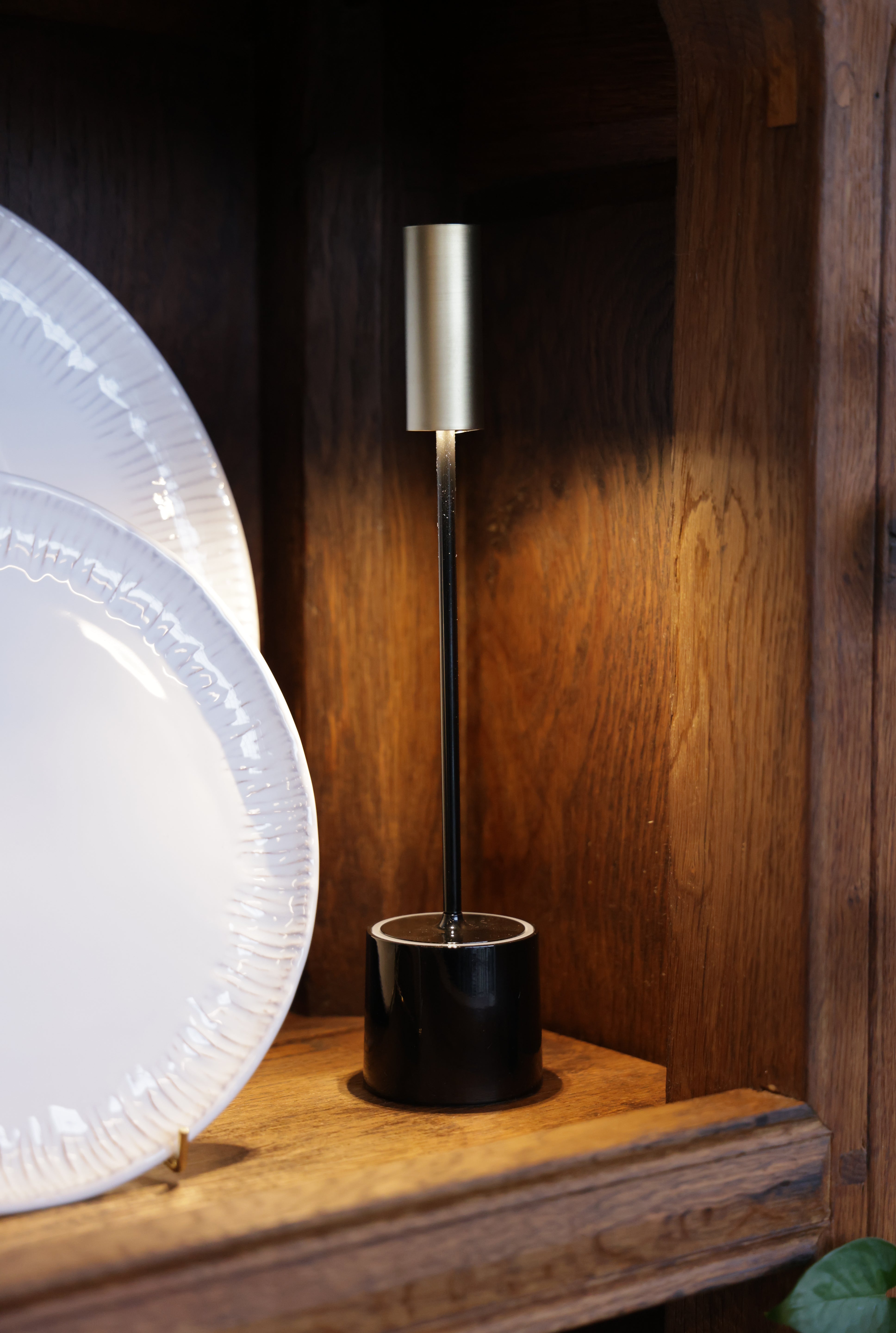 CAROLINA Portable Lamp - Glossy Black & Brushed Brass