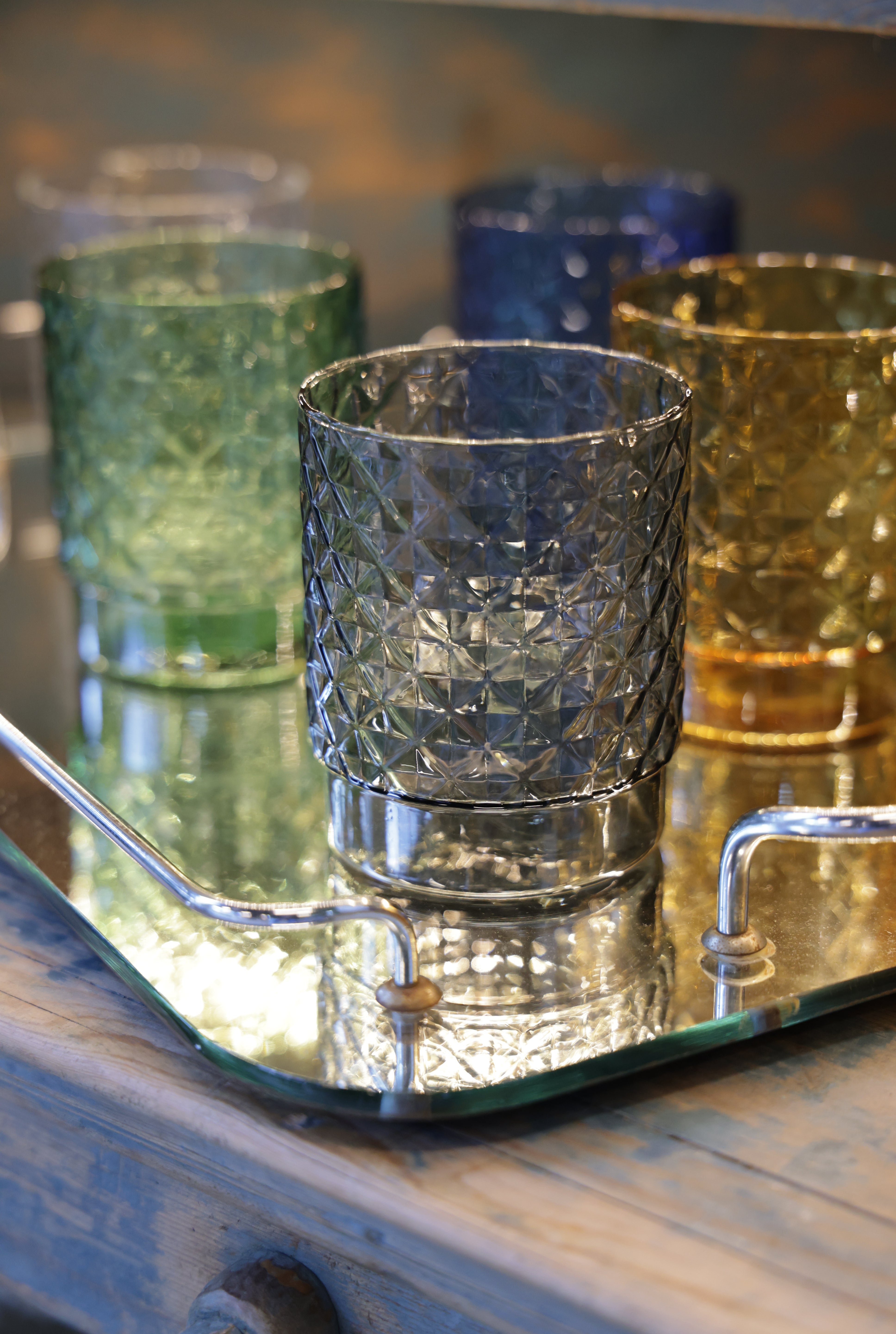 ISOLANO Handmade Coloured Stackable Tumbler Set of 4