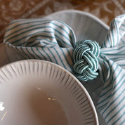 Napkin Ring Corded Design - Turquoise Set of 4
