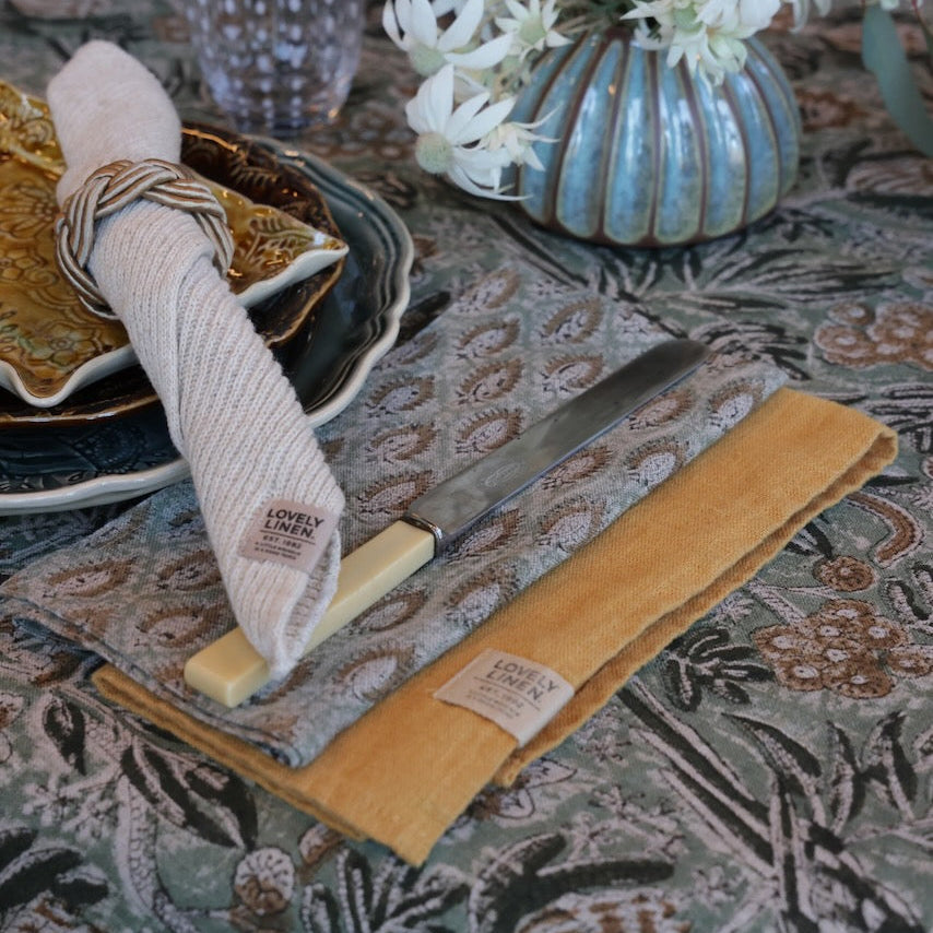 Linen Napkin Cypress Parrot - Seafoam
