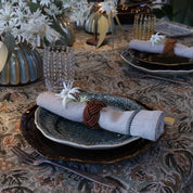 Deluxe Linen Napkin with Embroidered Edge - Moss
