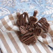 Napkin Ring Flower Raffia - Brown - Set of 2