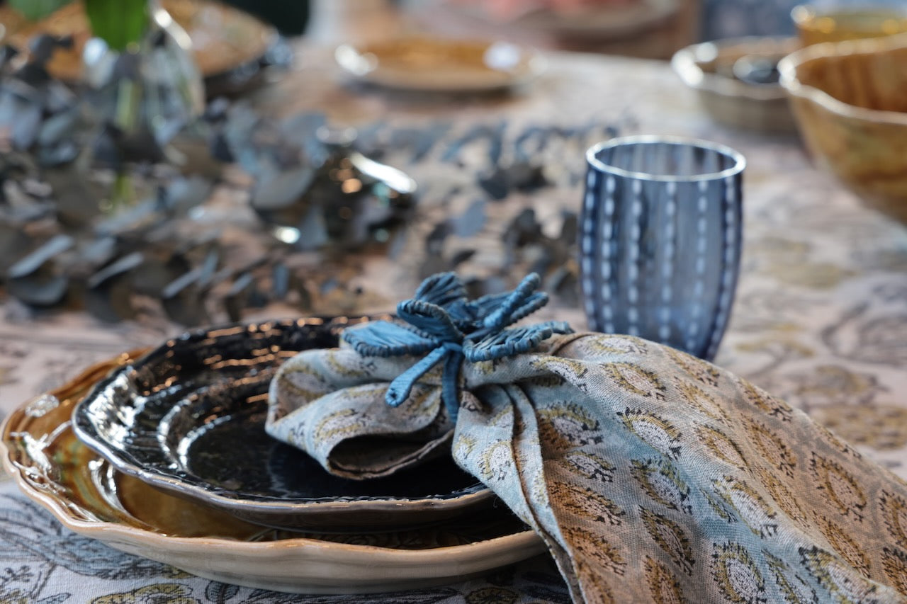 Linen Napkin Cypress Parrot - Blue