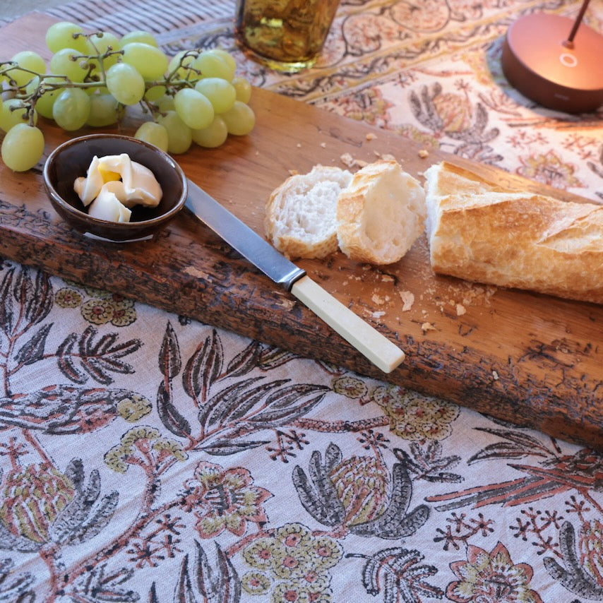 Linen Tablecloth Parrot - Rust