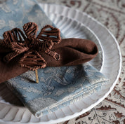 Napkin Ring Flower Raffia - Brown - Set of 2