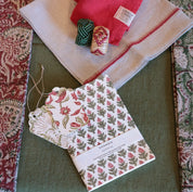 Hand block printed notebook - Red/Green