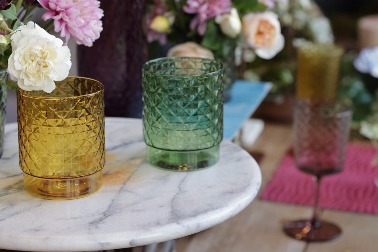 ISOLANO Handmade Coloured Stackable Tumbler Set of 4