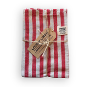 Misty Cotton/Linen Kitchen Towel Stripe or Check - Real Red