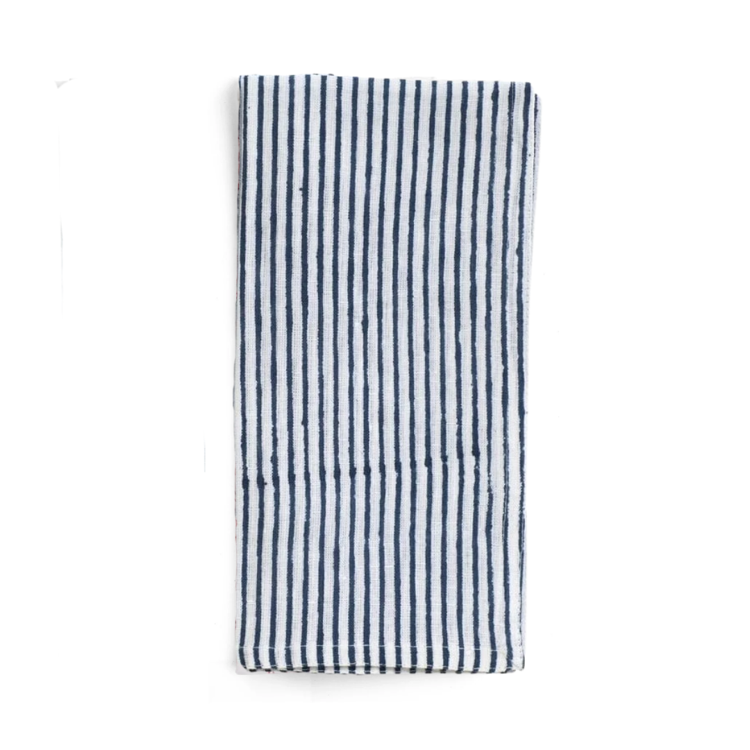 Cotton Napkin Stripe Design - Paradise Navy Blue