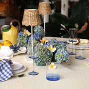 Linen Napkin Stripe or Check design in Blue set of 4