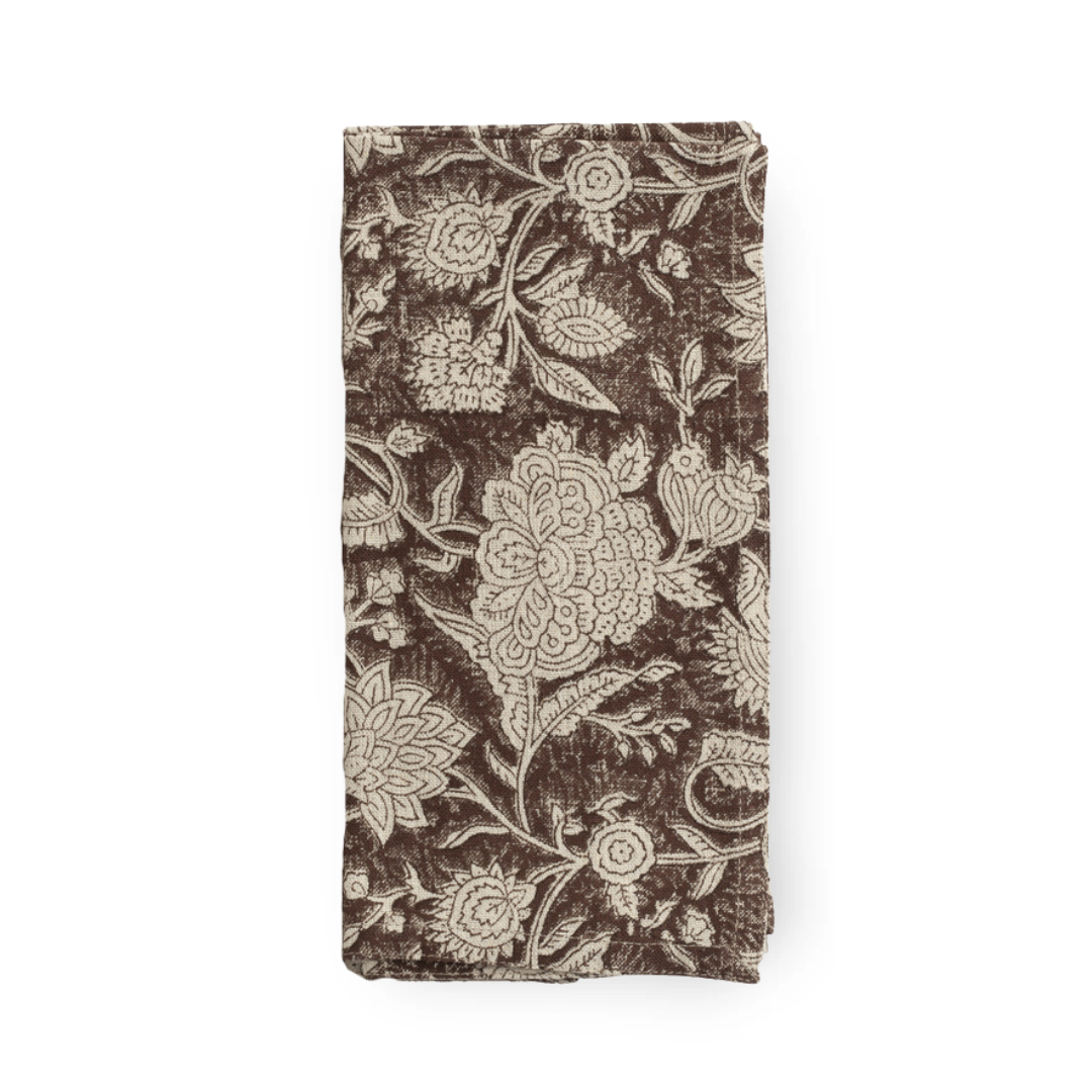 Linen Napkin Indian Rose - Brown