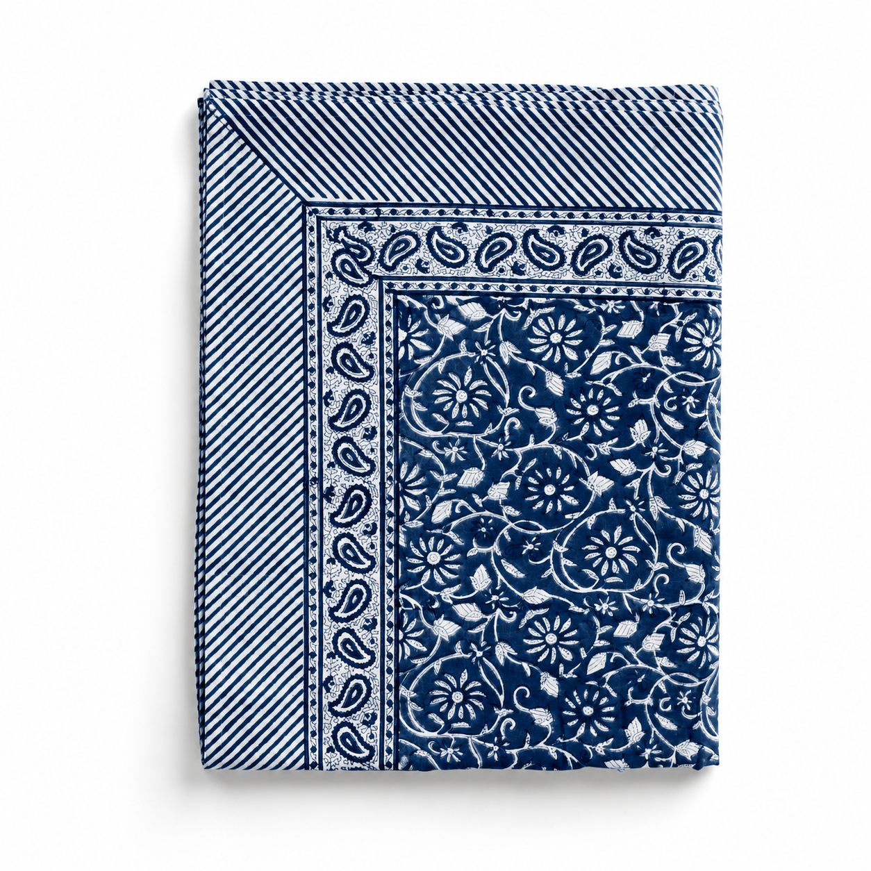 Cotton Tablecloth Margerita Design - Navy Blue