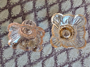 Vintage Pink Pressed Glass Candle Holders - Pair